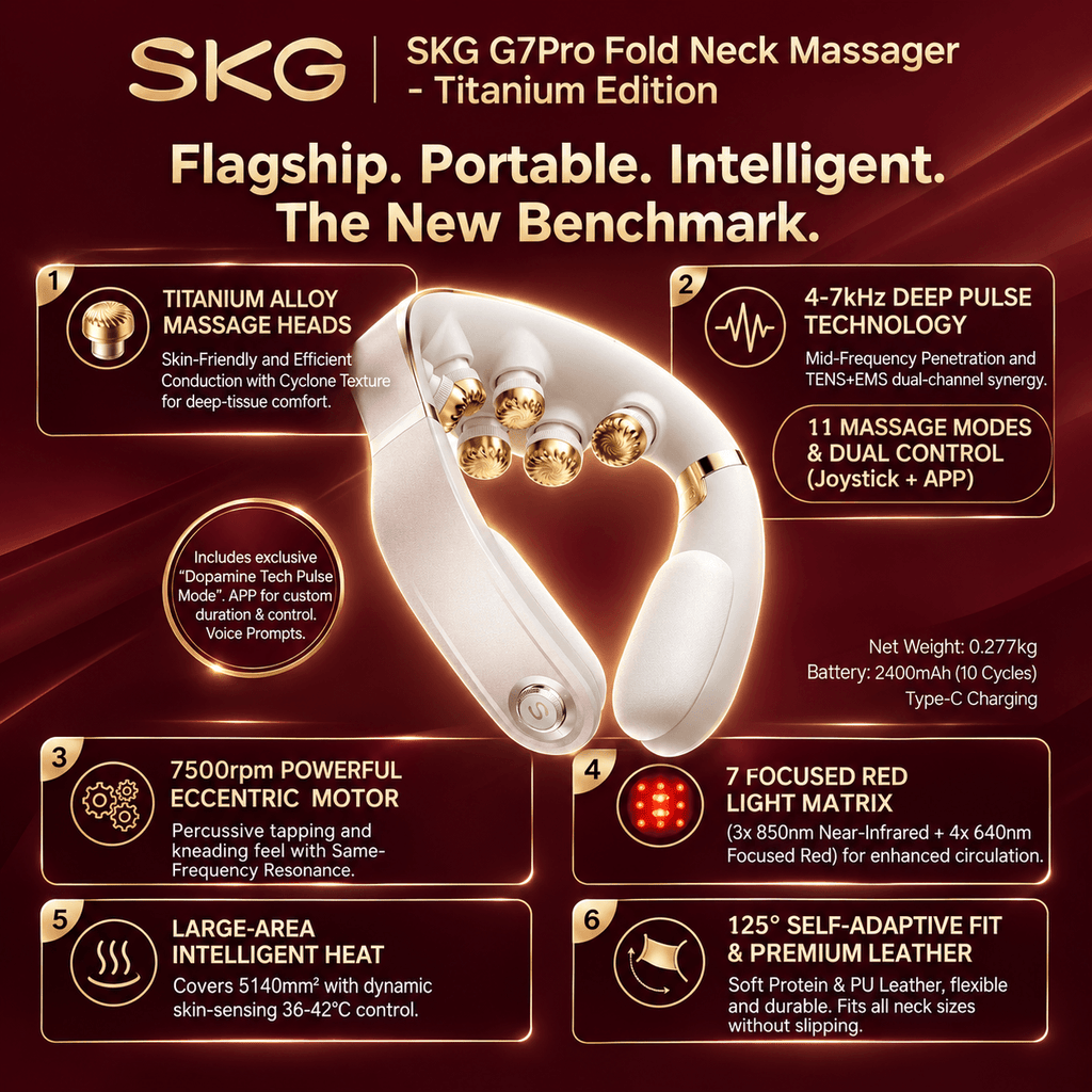 SKG G7 Pro-Fold Neck Massager – Titanium Edition